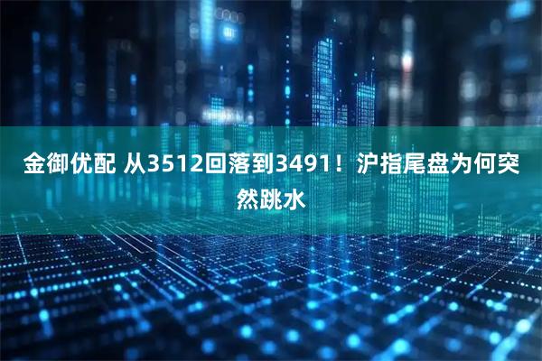 金御优配 从3512回落到3491！沪指尾盘为何突然跳水
